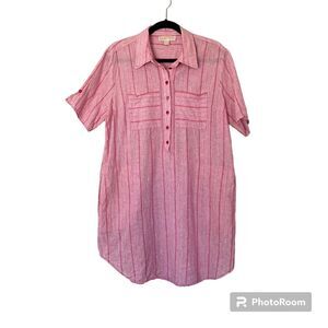 Michael Michael Kors Womens Linen Blend Shirt Dress XL Pink Short Beach REPAIR